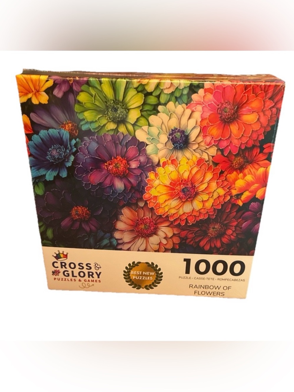 Cross & Glory 1000-Piece Puzzle - Rainbow of Flowers (Multicolor)